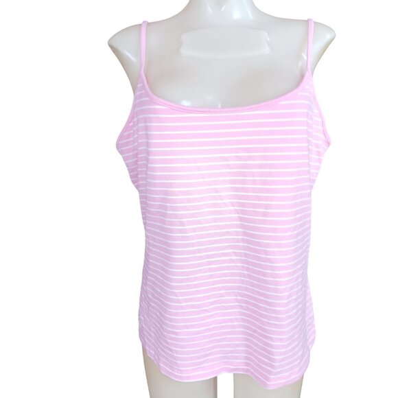 NWT XL Women's Chaps Tank Top Pink White Striped Camisole Chaps Monterey - Picture 2 of 7